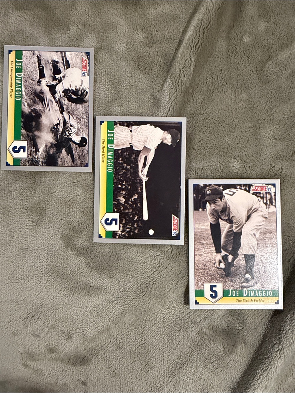 1992 Score Joe DiMaggio Factory Insert Card Lot (3 Cards) - NY Yankees HOF